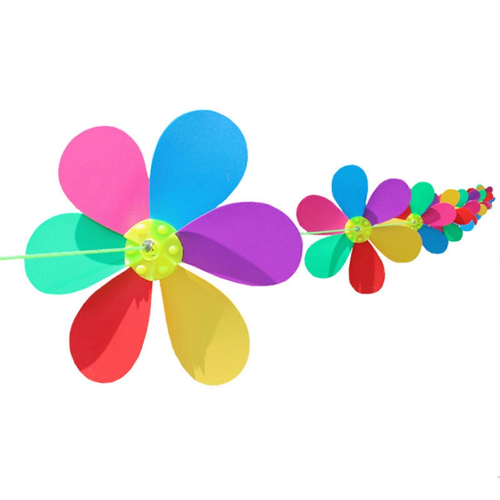 Wind Whirligig Delicate Craft Six Colors Light Weight Flower Hanging String Windmill for Gift