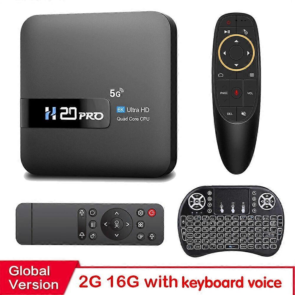 H20PRO Android 10.0 TV Box RK3228A With Voice Assistant TV Box 2.4&5.8G Dual Wifi 100LAN Support 1080P Video 4K 3D Media player