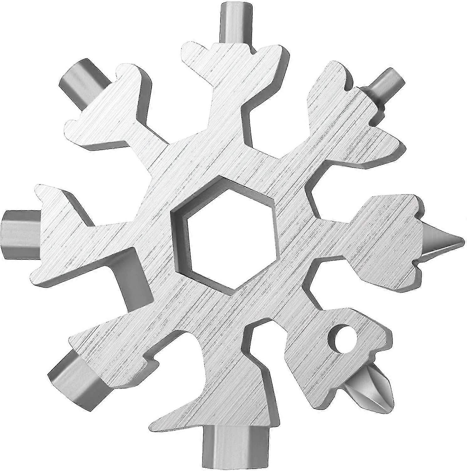 18 In 1 Snowflake Multi-tool Pocket Tool Spanner Hex Wrench Bottle Opener Multifunction Key Ring