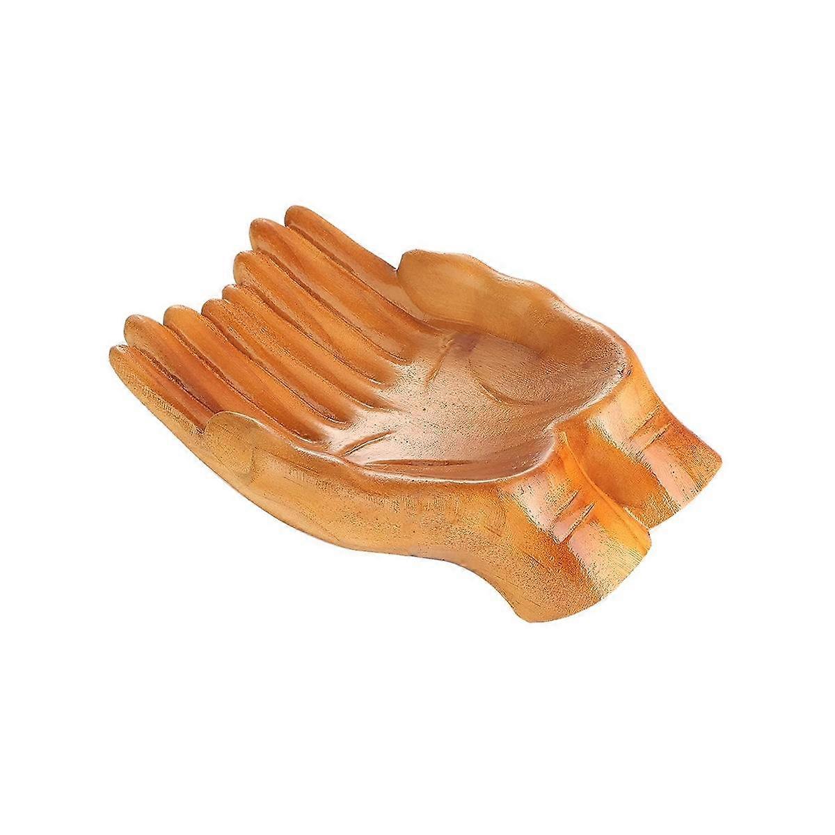 Display Stand, Carved Hands Offering Bowl for Crystal Stone Keepsakes Trinkets Display,Carved Hand