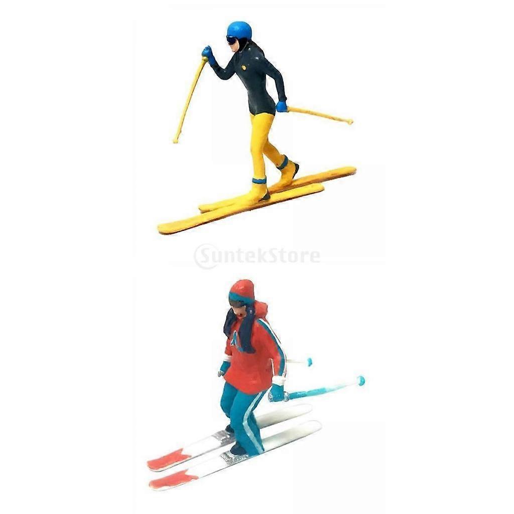 2 Pezzi 1/64 Modello in miniatura Figure da sci Scene Layout Accessori