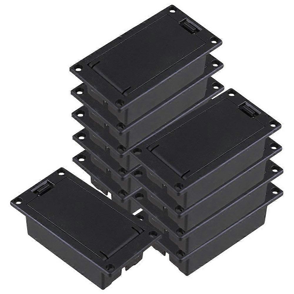 Guitar 9V Battery Holder Compartment Cover Case Black Set of 10
