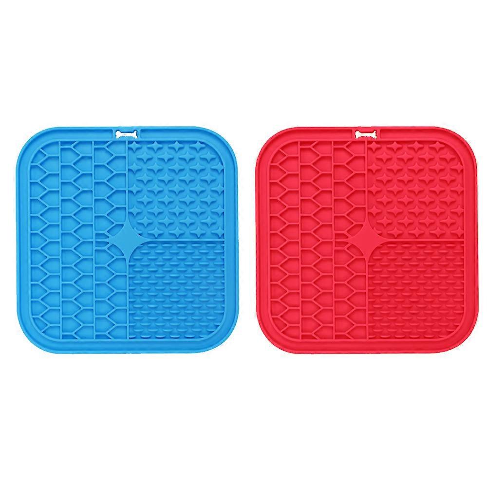 Dog And Cat Licking Pads 2 Pieces, Superior Licking Pads With Suction Cups, For Anxiety Relief In Dogs, Red + Blue