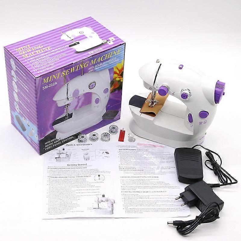 Double Line Double Speed Household Multi-function Mini Electric Micro Sewing Machine Lighting Lamp Automatic Cut Line Eat Thick
