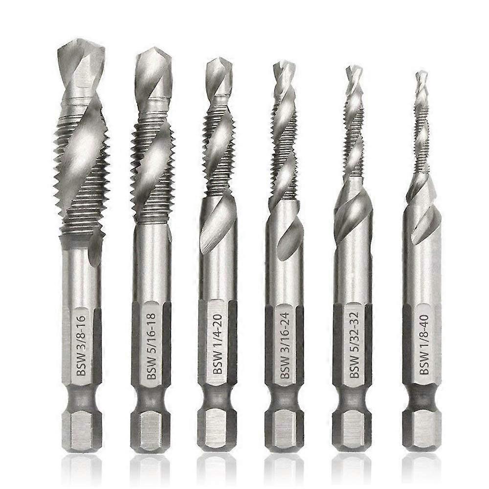Countersink Tap Drill Bit Set, 1/4'' Hex Shank Quick Change Drill Tap Combination Bits Screw Tap Chamfer Tool Kit - Imperial Size 1/8, 5/32, 3/16, 1/4