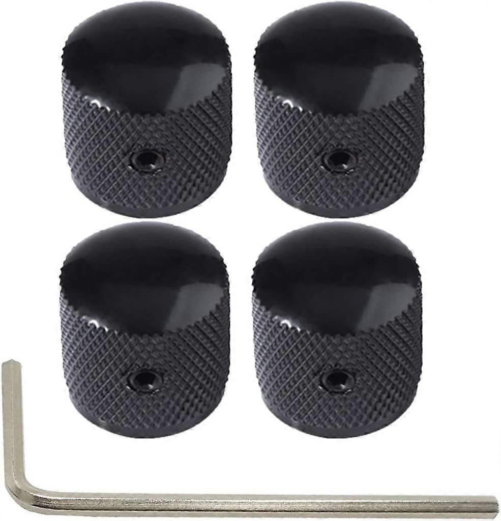 4pcs Black Electric Guitar Bass Metal Volume Control Knobs with Inner Hex Wrench