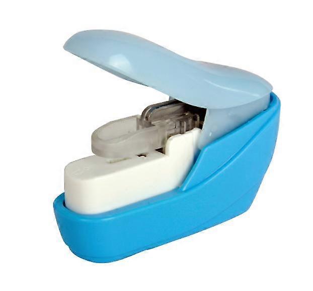 Blue Mini Safe Stapleless Hand Held Stapler 4 Sheet Capacity Stapleless for Paper Binding Shop School Office Home Supplies