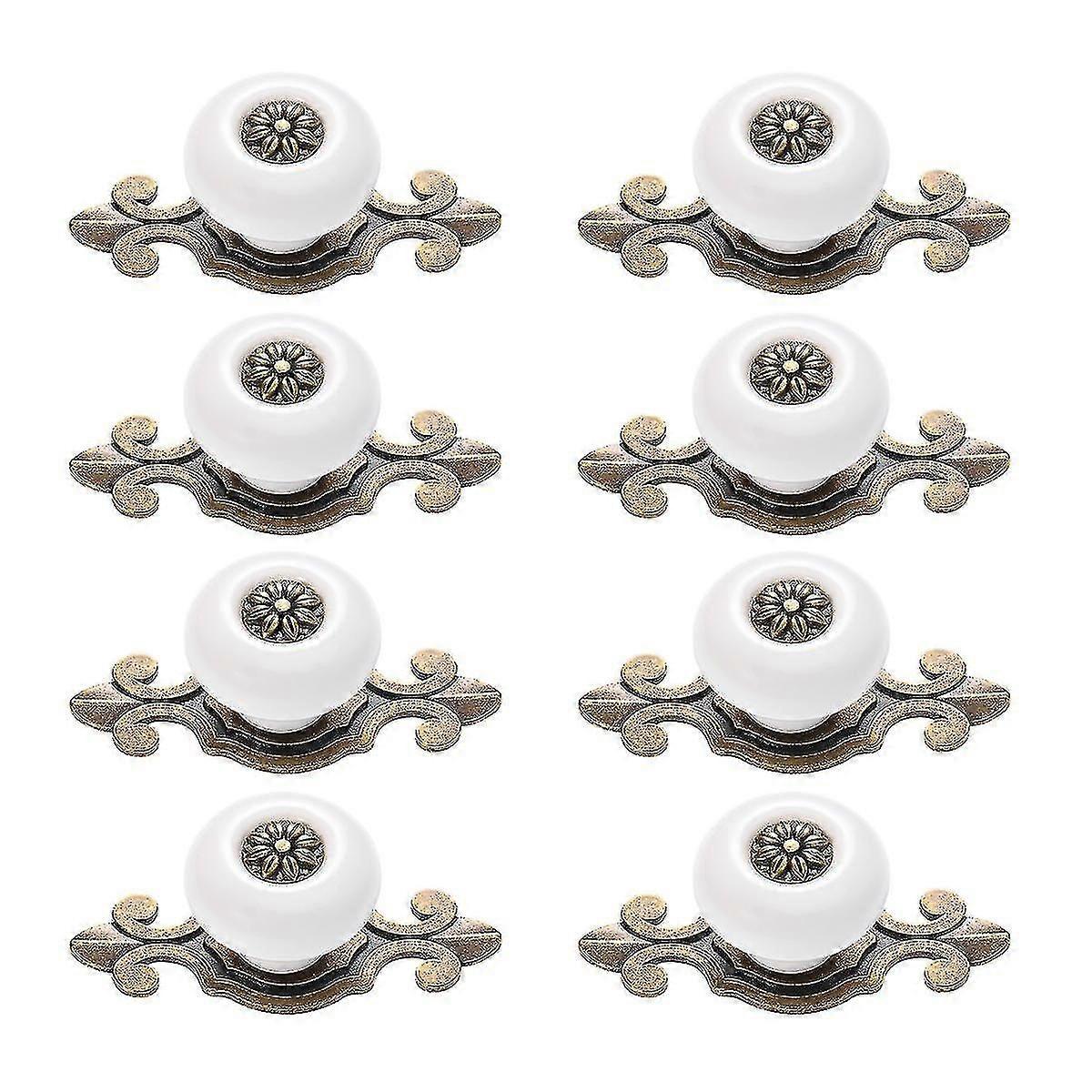 8-Pack Vintage Cabinet Knobs White Tanned for Kitchen Drawer