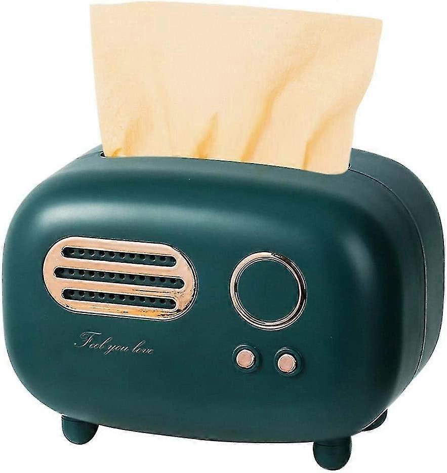 Retro Rectangular Tissue Box, Radio Model, Tissue Box, Practical And Fashionable,green