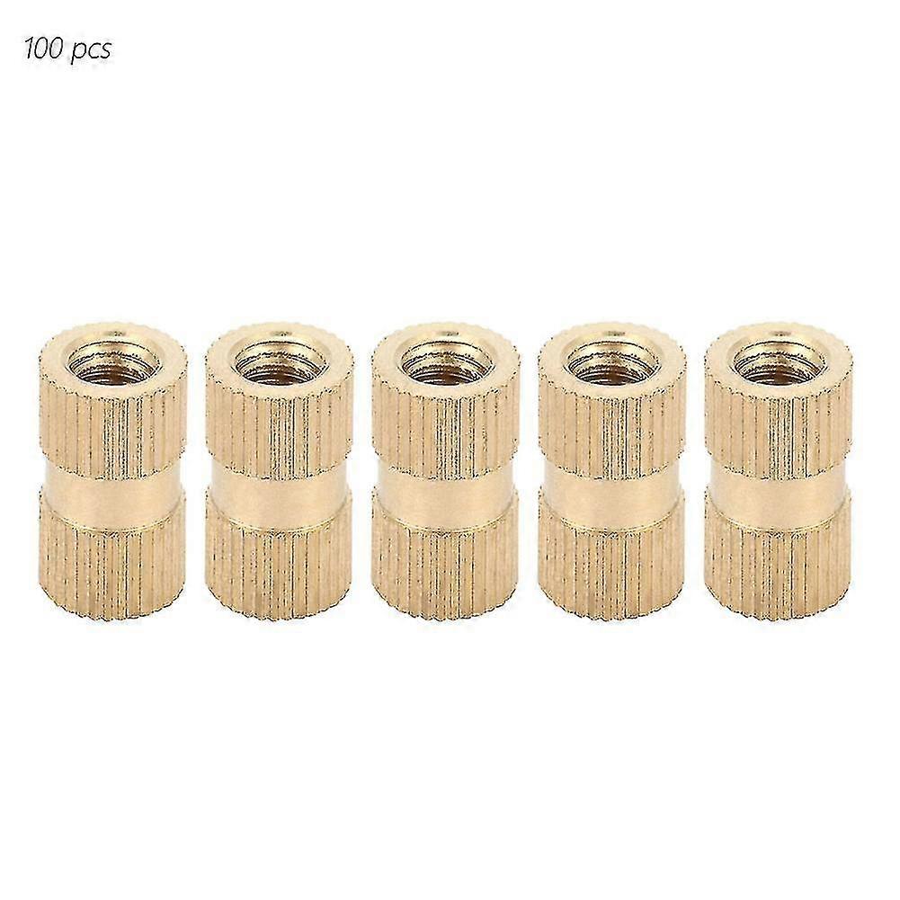 100pcs B Type Single Pass Through Blind Hole Brass Insert Part Embedded Knurled Nut (m2*6*3.2)