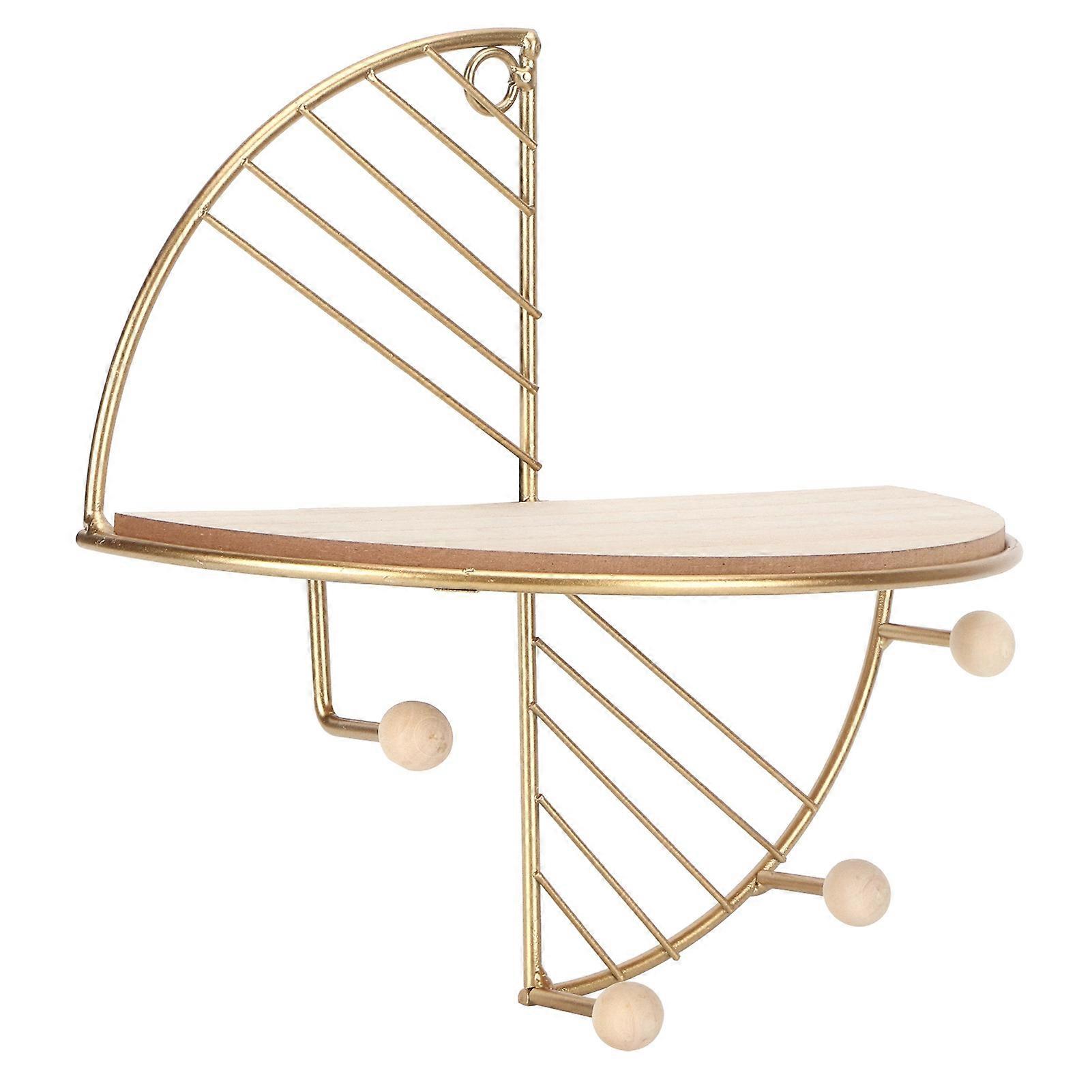 Gold Wall Hanging Storage Shelf Organizer Modern Display Rack for Living Room