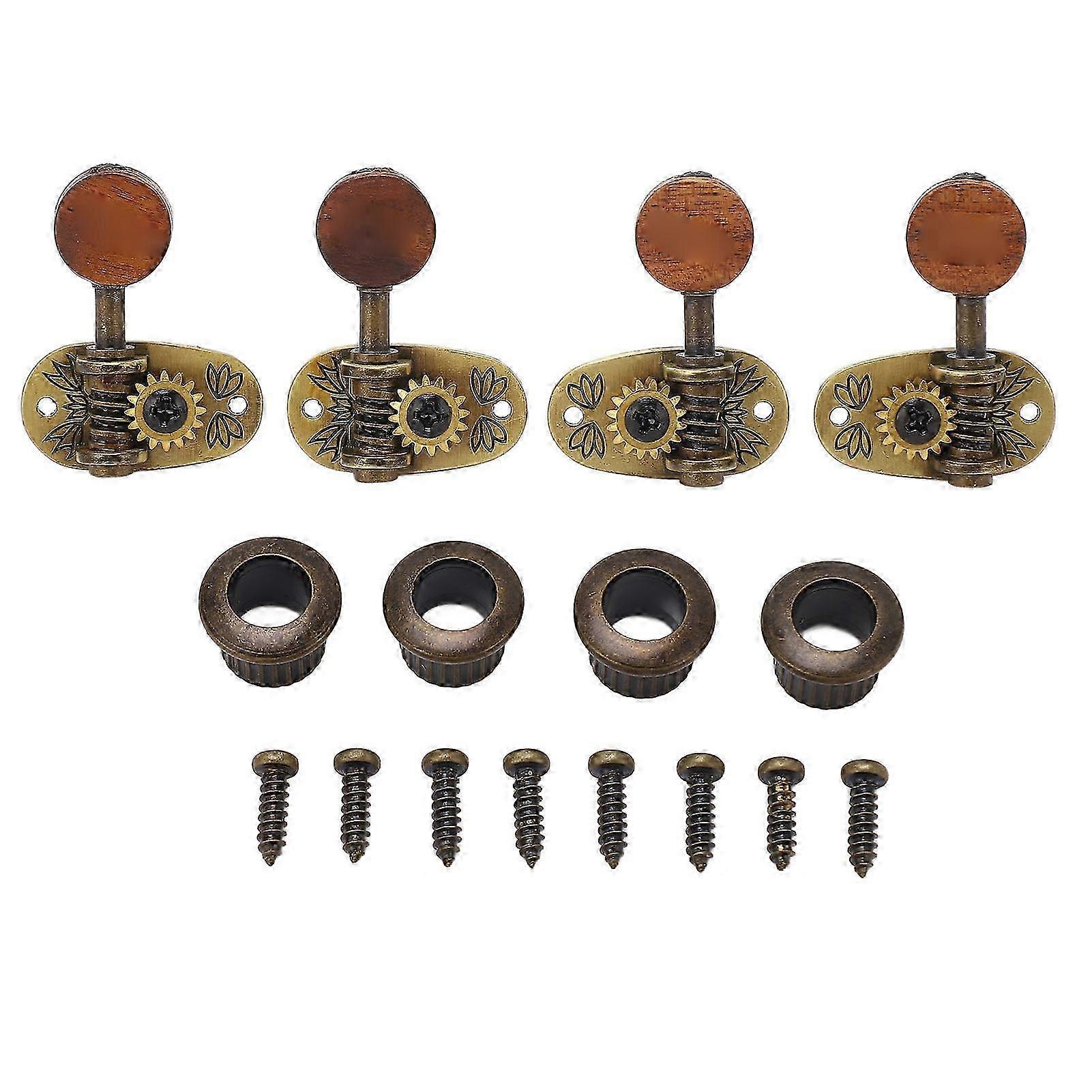 Exquisite 4 Pcs Ukulele Tuning Peg 2R 2L Metal Rosewood Elegant Exquisite Machine Head Tuner for 4 String Instruments