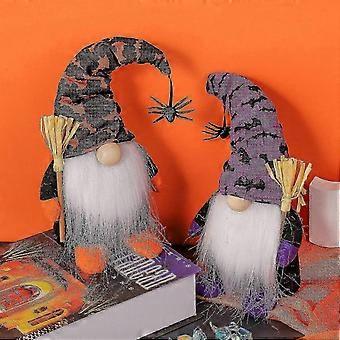 Halloween Gnome Doll, 2 Pcs Halloween Gnomes Plush Decor Halloween Dwarf Doll Halloween Plush Home Household Ornaments