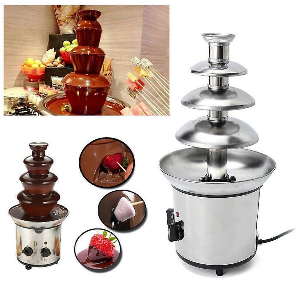 Chocolate Fountain 4 Tiers Electric Melting Machine Fondue Pot Set for Chocolate Candy Ranch Nacho Cheese UK230V