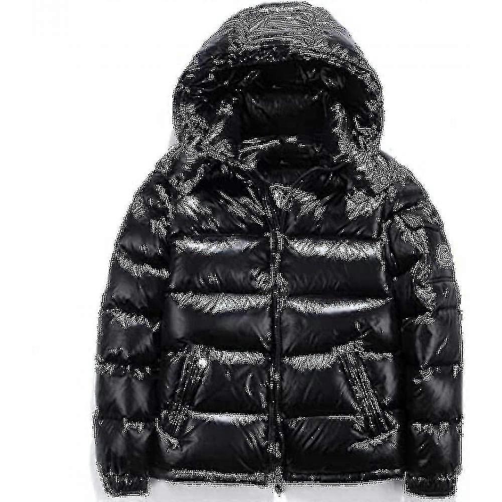 Shiny Down Jacket Men's Winter Jacket Stand Collar Down Jacket With Hood - G
