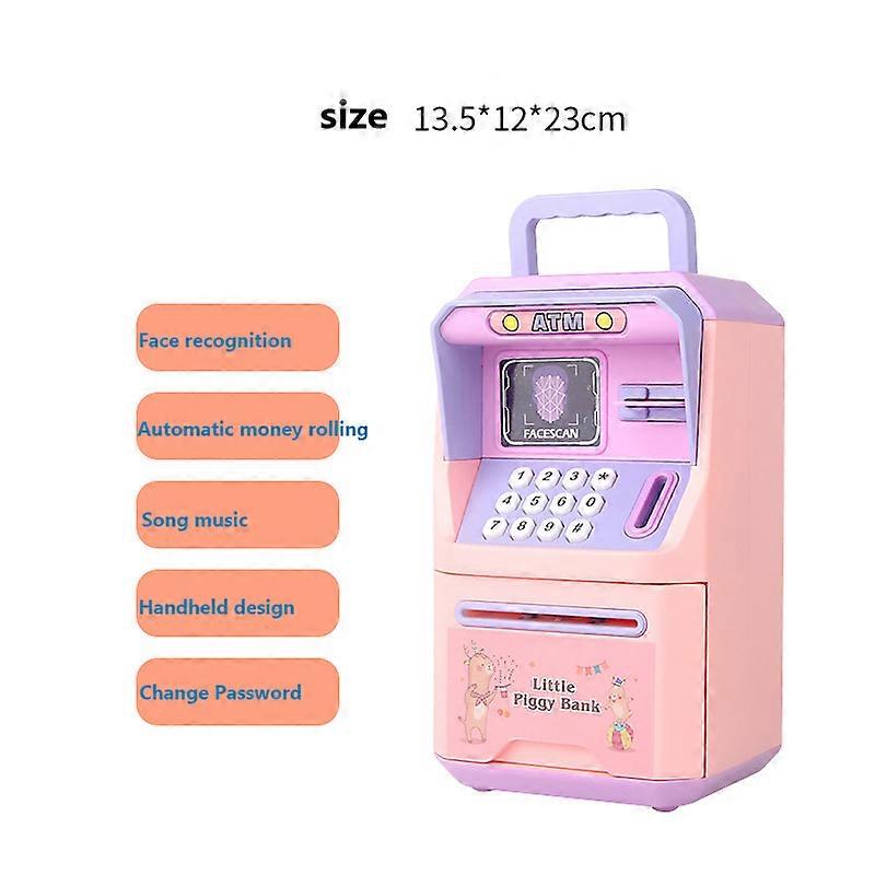 Money Boxes ATM Machine Cash Box Gift For Kids Electronic Piggy Bank Simulated Face Recognition Auto Scroll Paper Banknote