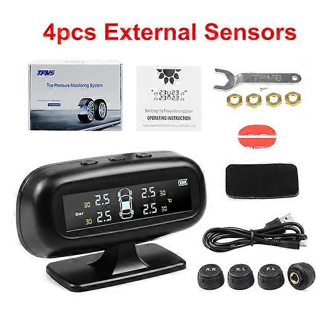 Car TPMS Tire Pressure Alarm Monitoring System Tyre Pressure Sensor Auto Security Alarm monitor System Solar Power charging