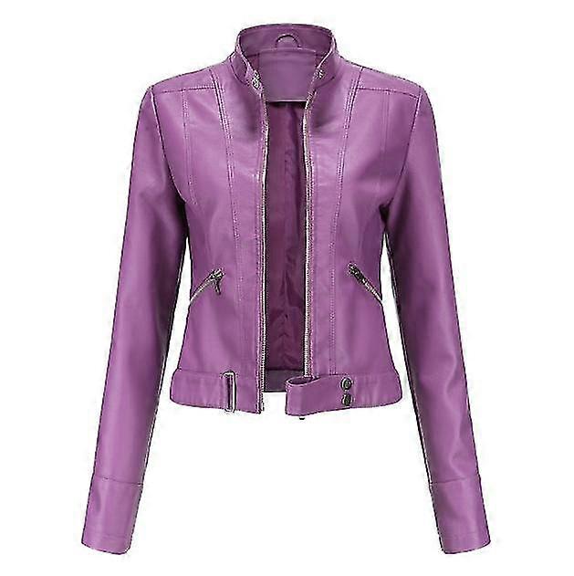 Women's Leather Jacket Casual Zipper Regular-fit