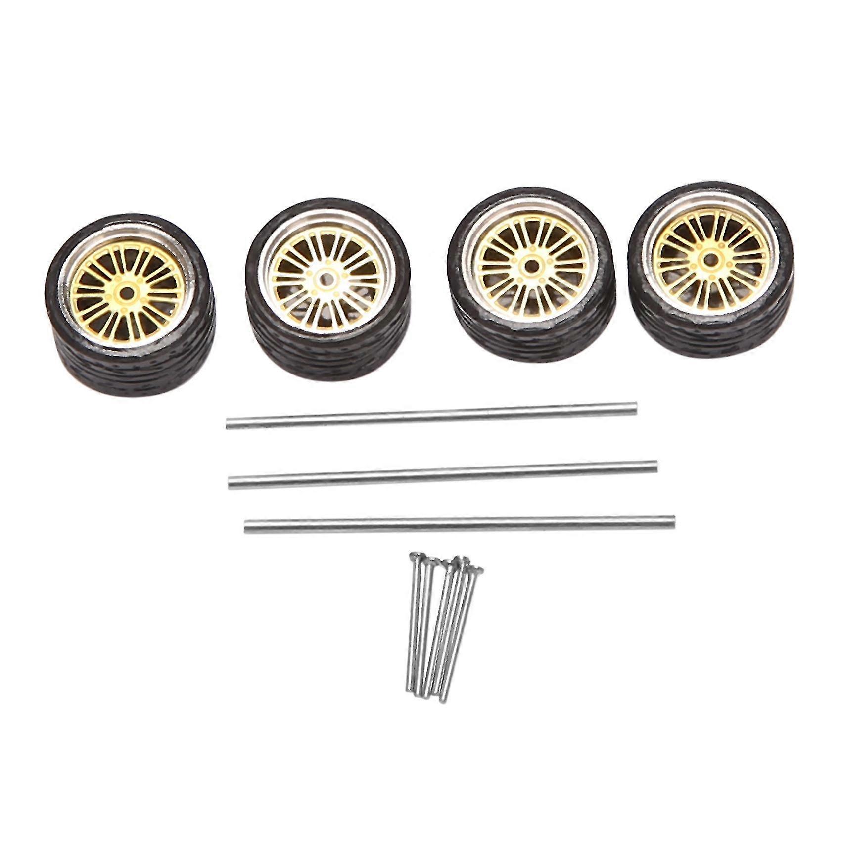 4pcs 1/64 Scale Steamer Alloy Wheels Tire Alloy Model Car General J26