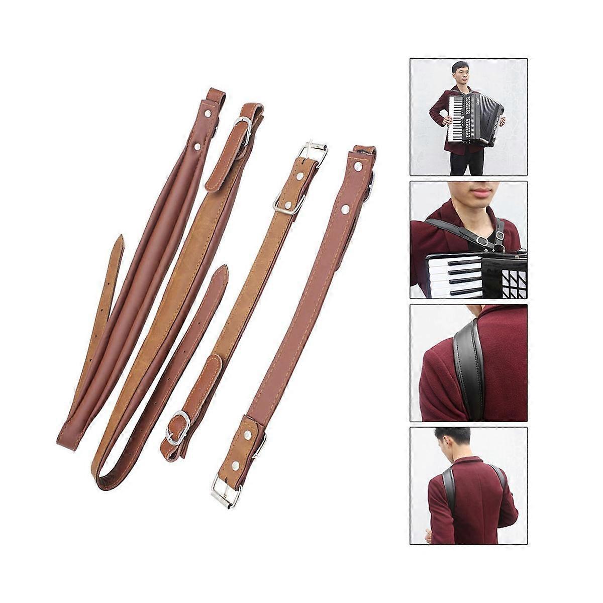 レザーアコーディオンストラップ防水調節可能な16ベース-120ベースアコーディオンユニバーサルショルダーストラップ(