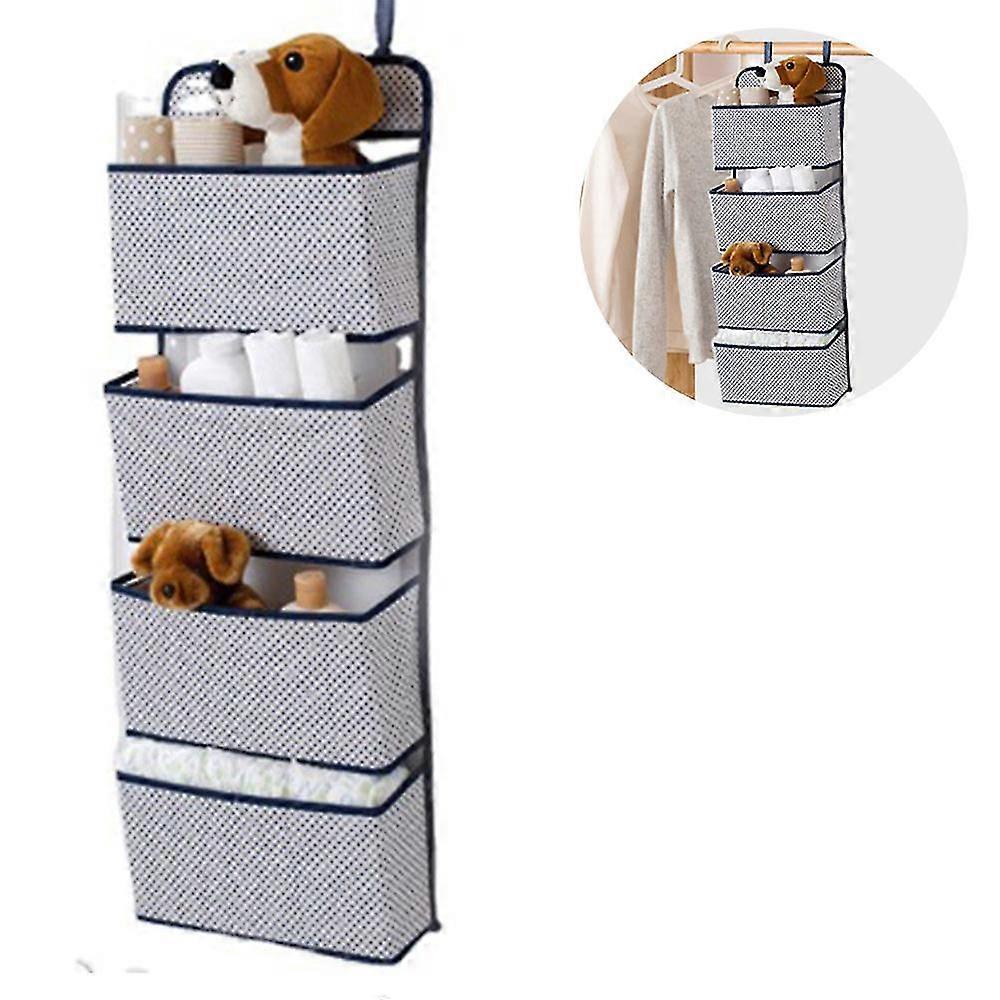 Hanging Organizer With 4 Pockets, Foldable Hanging Shelf With 2 Hooks