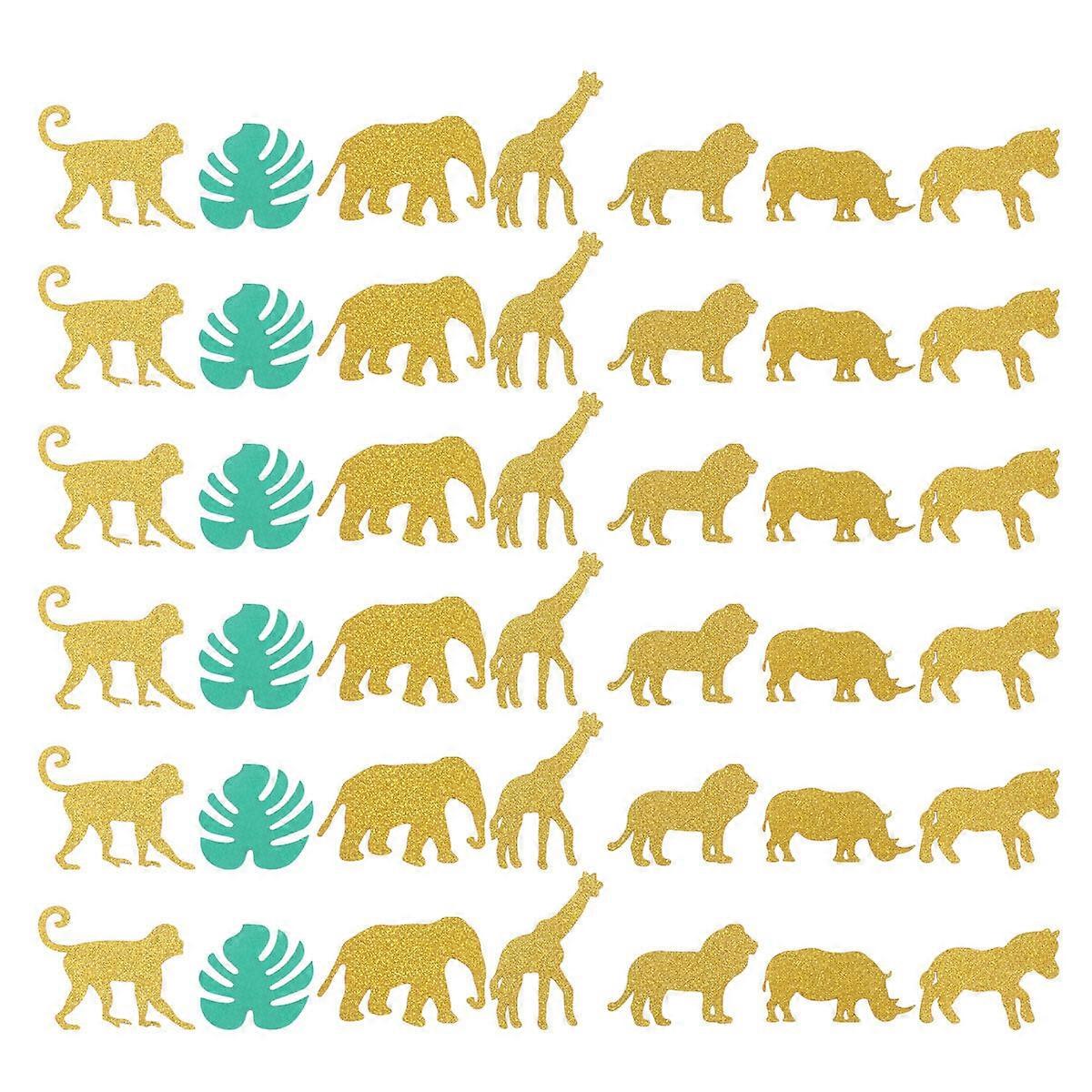 100ピースハワイアンジャングルテーマモンステラアニマルクリエイティブ紙吹雪デコレーション紙散乱紙吹雪装飾誕生日パーティー用