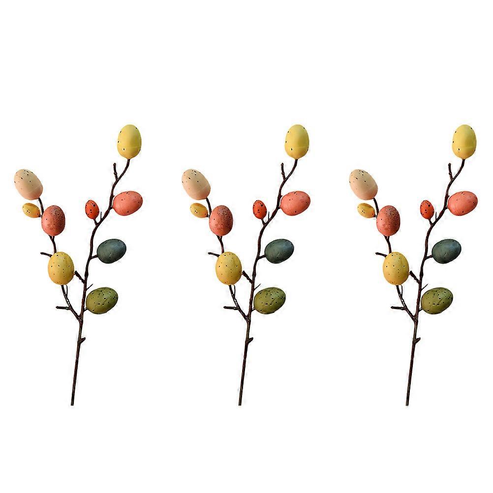 3pcs Easter Egg Tree Branches Flower Arrangement Ornaments Painting Eggs