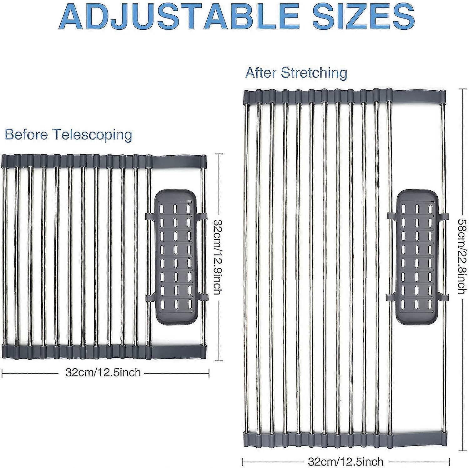 Roll Up Dish Drying Rack, Stainless Steel Over Sink Dish Drying Rack, Foldable