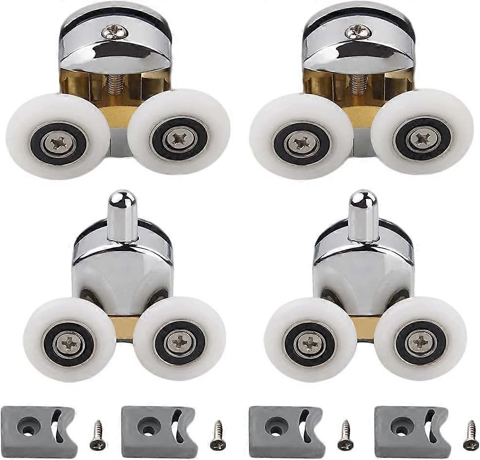 Shower Door Rollers,Plastic,for DIY 4-6mm Glass,23mm Diameter(2 Upper Rollers and 2 Lower Rollers)(23MM)