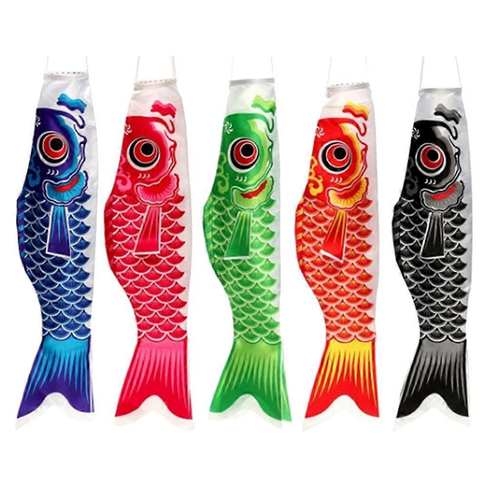 5Pcs Festive Carp Decorative Windsock Flag Creative Garden Hanging Wind Flag