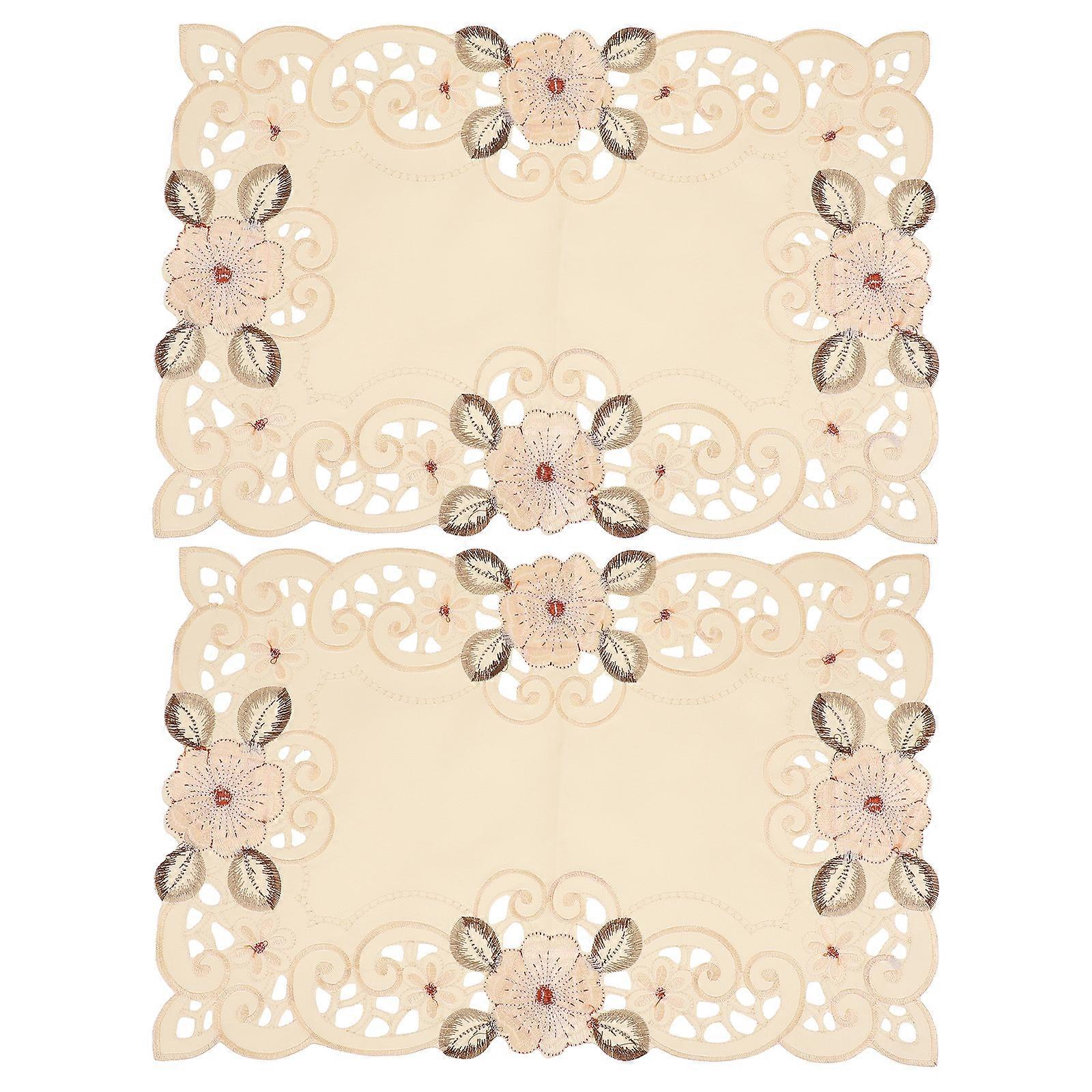 1 Set of 2pcs Polyester Fiber Table Mat Decorative Embroidery Mat for Home Party