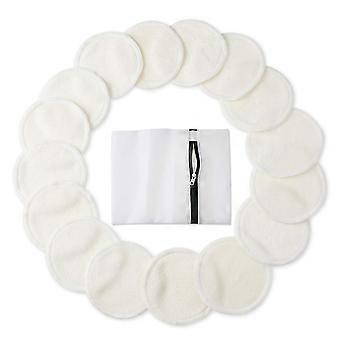16Pcs 2 Schichten Wiederverwendbare Gesichtsreinigung Bambus Watte Runden Make-up Entferner Pads QinHai