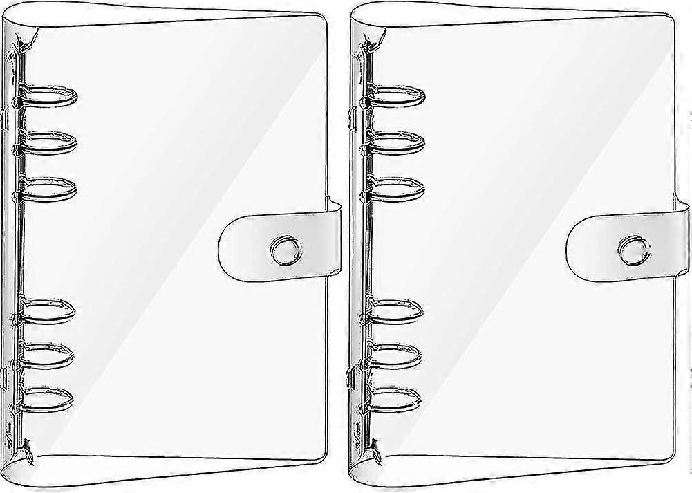 2 Pieces Transparent Soft Pvc 6-ring Binder Cover Snap Button Closure Loose Leaf