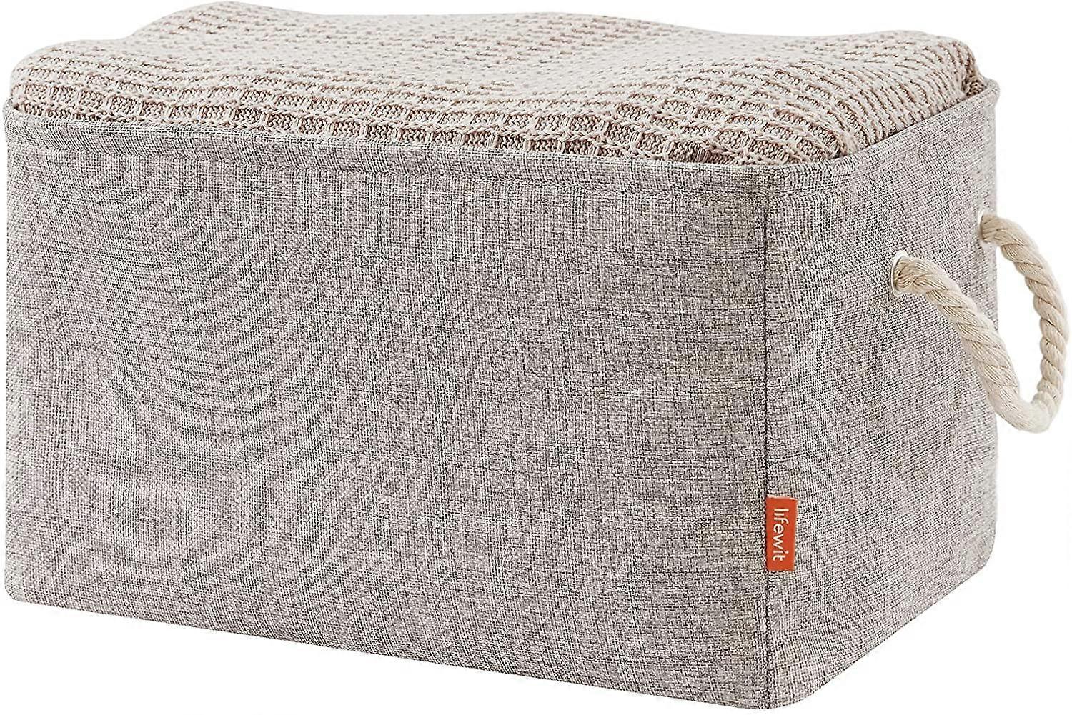 1パック大型折りたたみ式収納ビン装飾布収納バスケットホームポリエステルオーガナイザーを整理するためのリビングルーム、棚、CLのハンドル付き