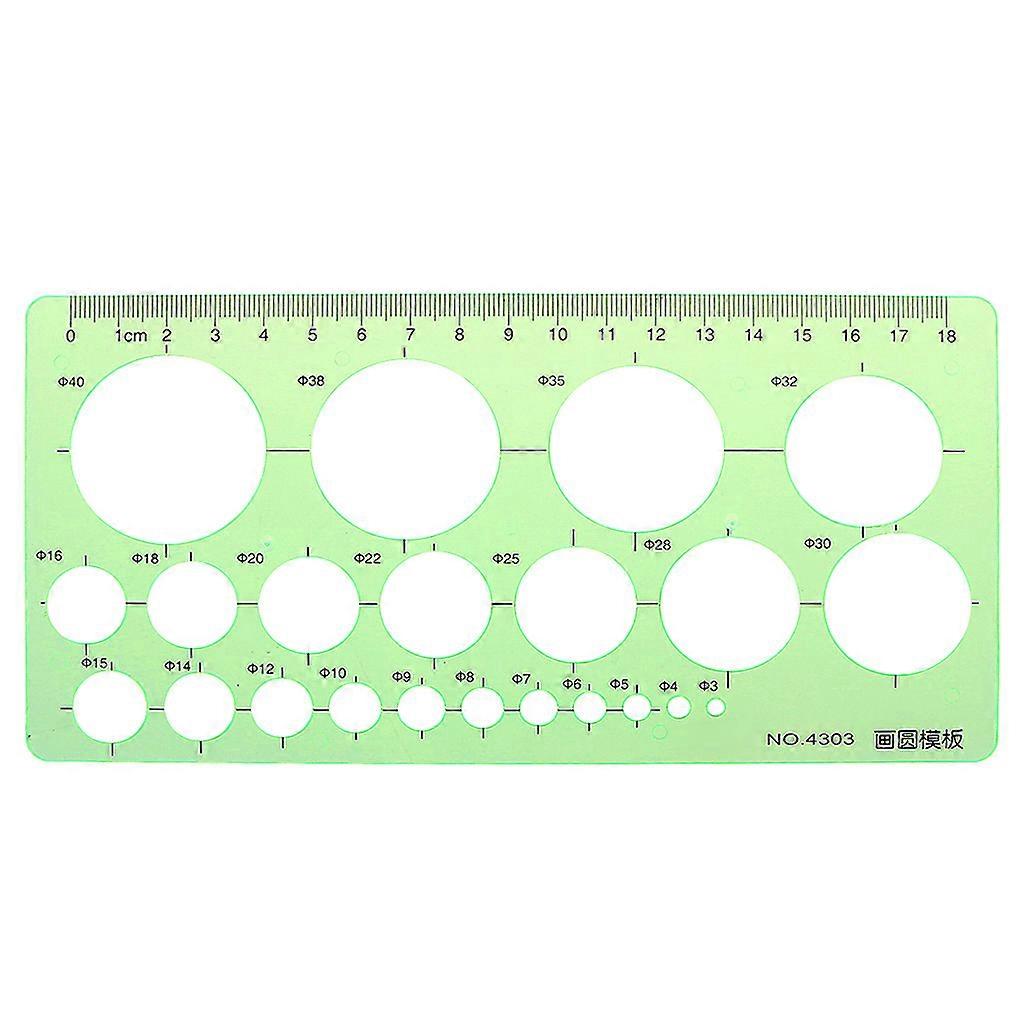 Green Plastic Circles Geometric Template Ruler Stencil Measuring Tool Students