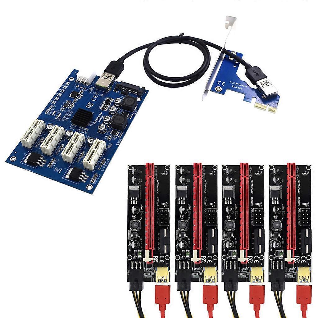 009S PCI-E Riser Card Set PCIe 1X la 4 Porturi 1X X4 X8 X16 Adaptor Multiplicator Pcie