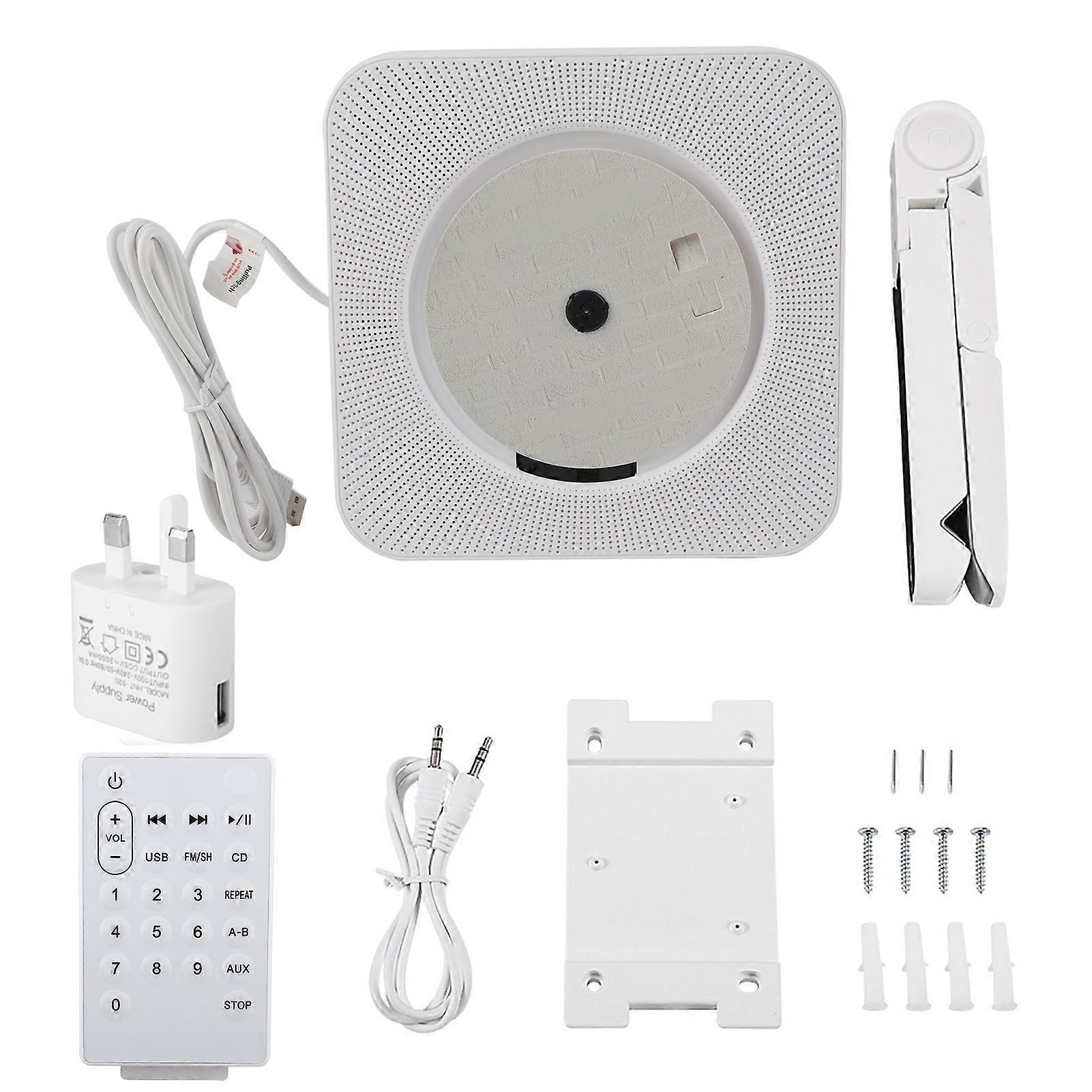 Portable Wall Mounted Bluetooth Stereo Remote Control CD MP3 Player UK Plug