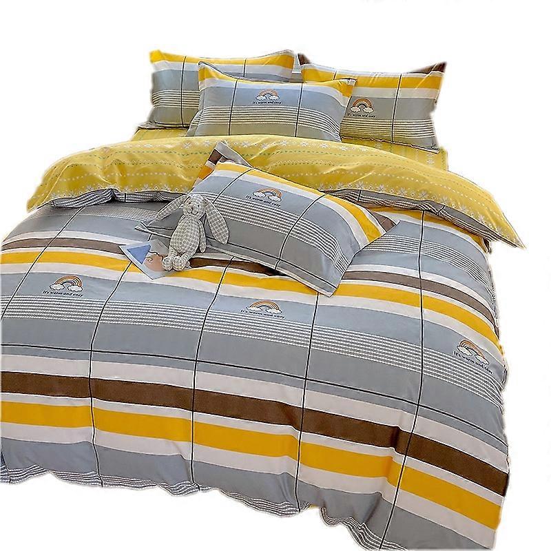Square Pattern 4pcs/3pcs Cotton Duvet Covers Bed sheets with Pillowcase Beding Set