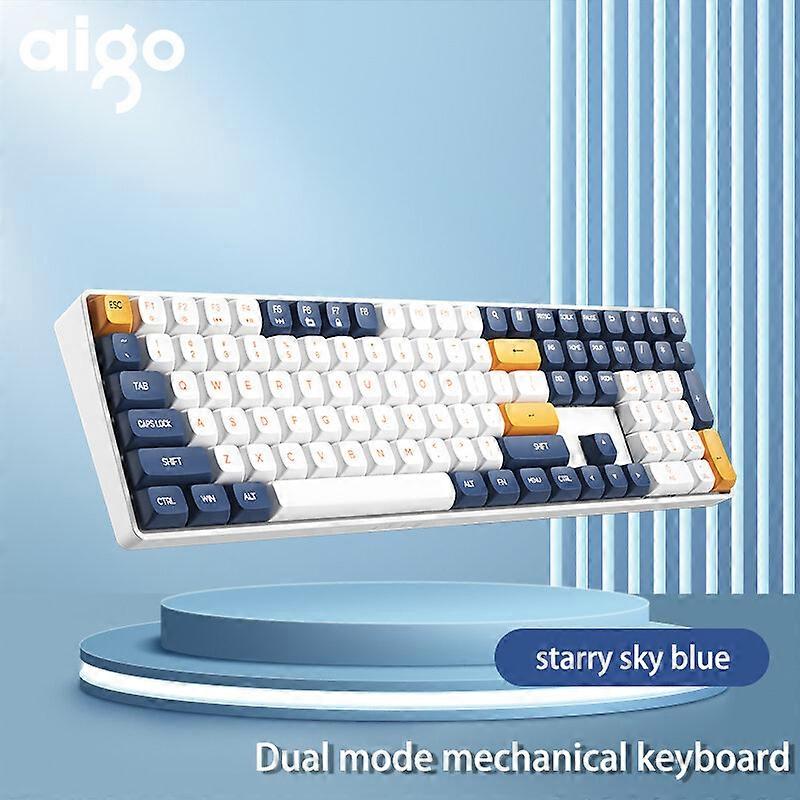 Aigo A108 Gaming Mechanical Keyboard 110 Key Hot Swap 2.4g Wireless Type-c Wired Yellow Switch Rechargeable Gamer Keyboard
