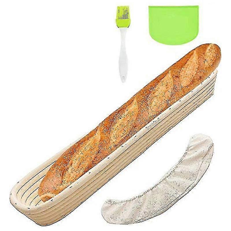 Oval Bread Baking Bowl Set With Scraper Linen Silicone Brush
