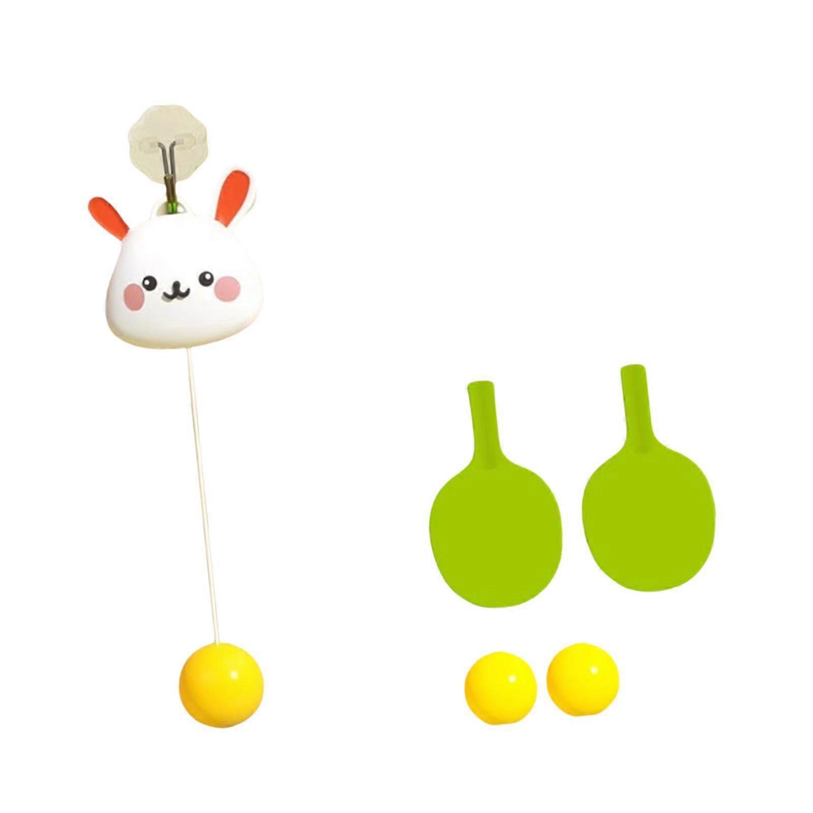 Table Tennis Trainer Set Portable with Racquet Ball for Game Activity Adults rabbit 3 balls