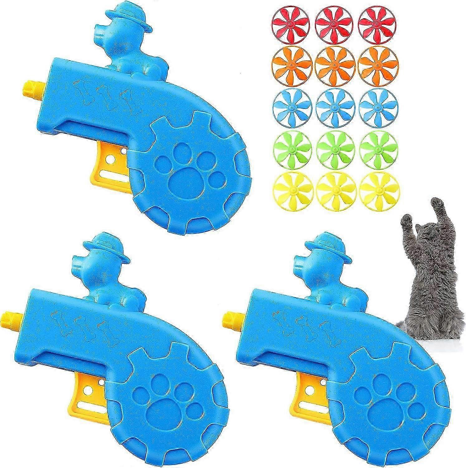 3 Pieces Cat Fetch Tracking Interactive Toys with 5 Colors Flying Propellers for Indoor PET Cat Kitty Small Dog Training Chasing