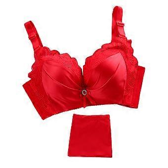Sexy Vrouwen Effen Kleur Draadloze Push Up Anti-Sag Katoenen Beha Beha Ondergoed (Rood, 34/75)