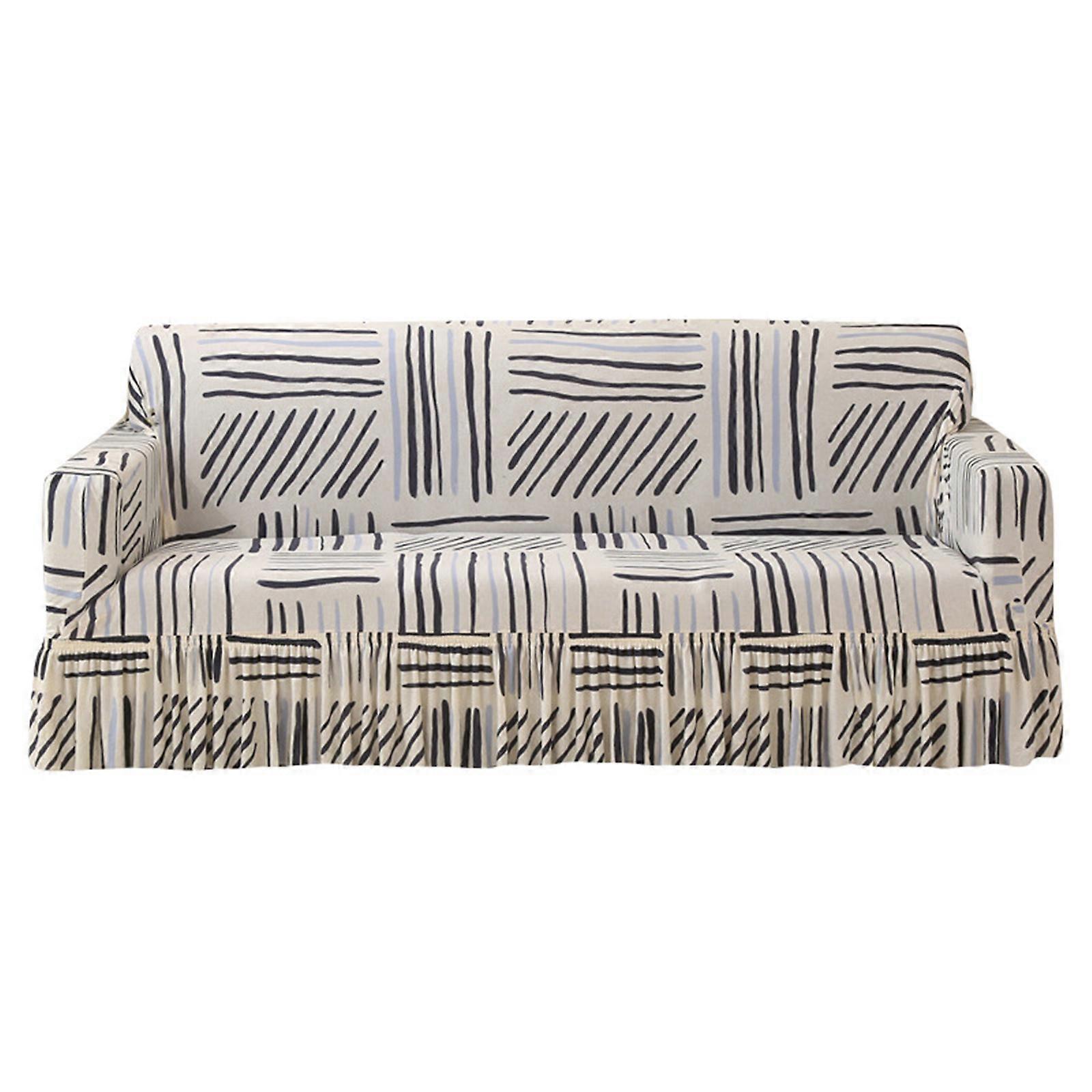 Protezione per divano per 3 posti, perfettamente estensibile per divani da 190-230 cm con motivo di stampa antiscivolo, lavabile