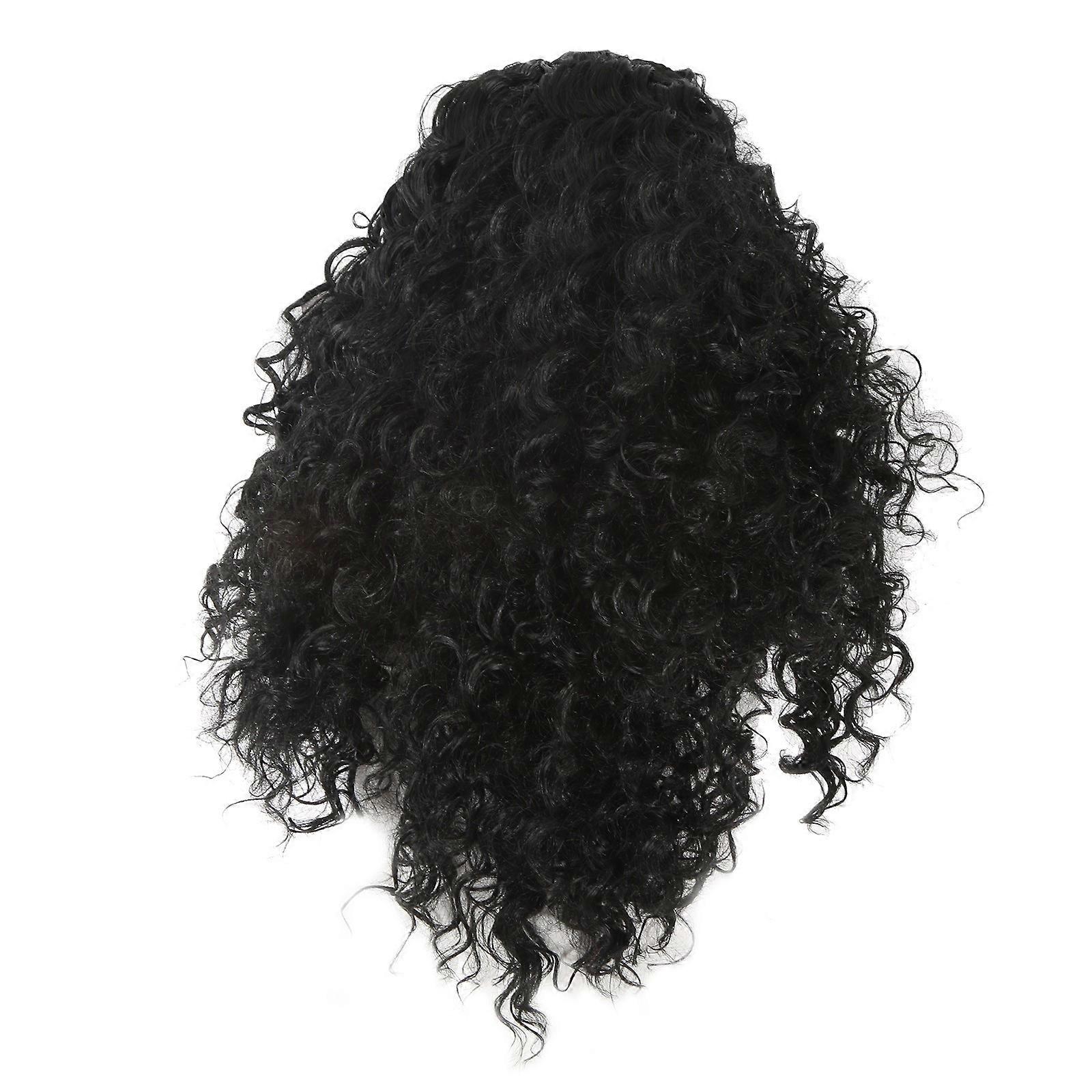 Ladies Front Lace Wig Set Black Midlength Curly Hair Simulation Wig Wu1997