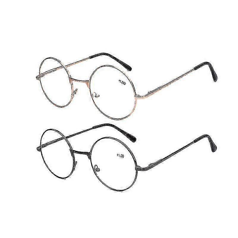 Lunettes de lecture rondes rétro en métal pour hommes et femmes, verres de 1,00 à 4,00 $
