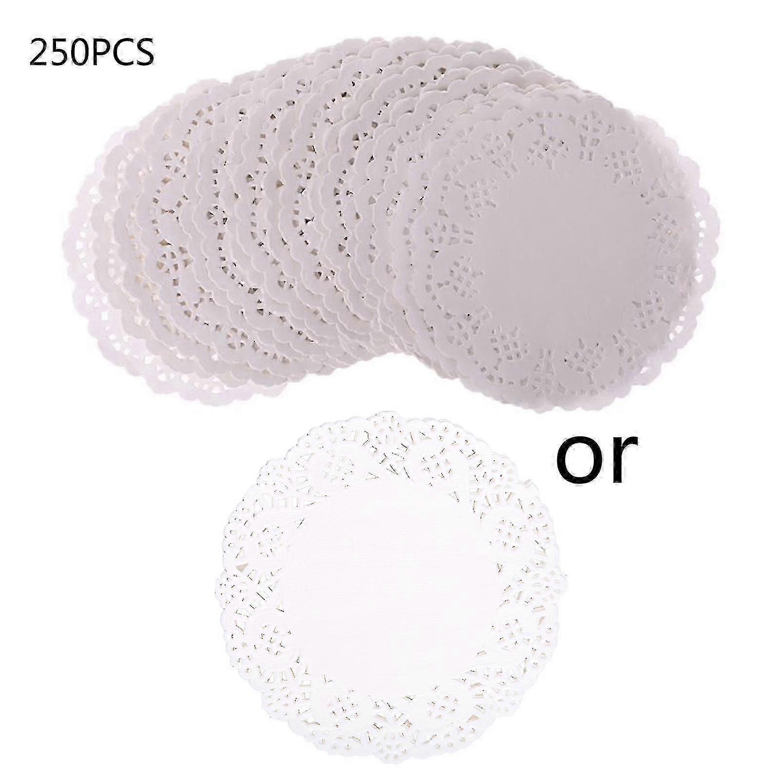 200 Pcs White Lace Round Paper Doilies for Cake Packaging