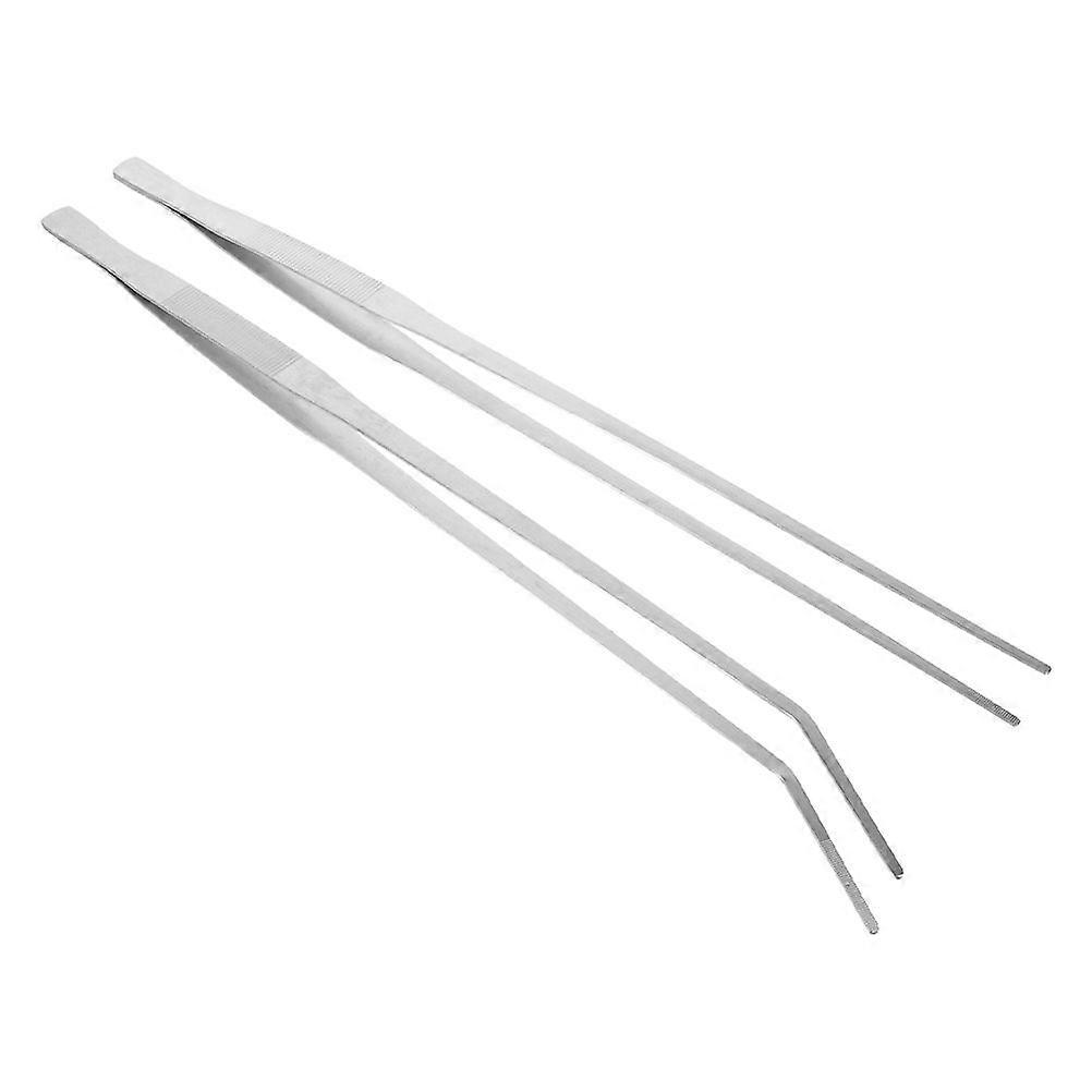 2PCS Reptile Feeding Tongs Aquarium Tweezers Straight and Curved Tips Tweezers for Fish Tank Terrarium Plant Maintenance