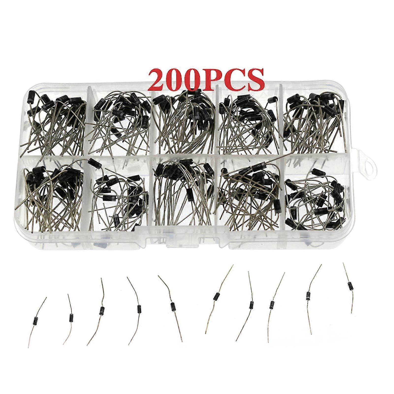 200pcs Diode Assortment Kit 10 Values Rectifier/schottky Diode