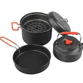 AOTU Camping 1.6L Chaleira + 5.0L Panela a Vapor + Frigideira (BPA-Free, Sem FDA)